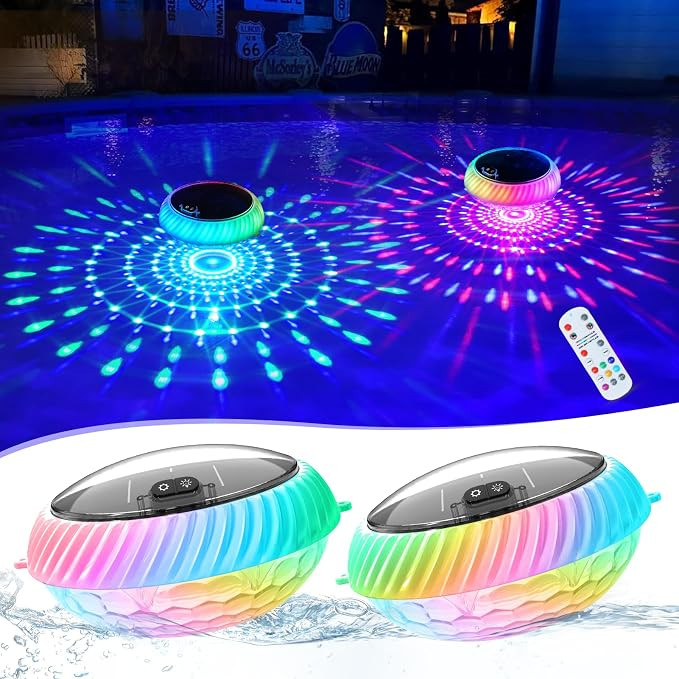 Floating Pool Lights Solar Powered, 7.6 Inch RGB Upper& Lower Color Changing Solar Pool Lights th... | Amazon (US)