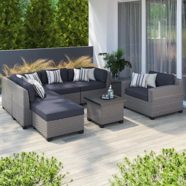 Oppelo 8 Piece Sectional Seating Group with Cushions and Optional Sunbrella Performance Fabric | Wayfair North America
