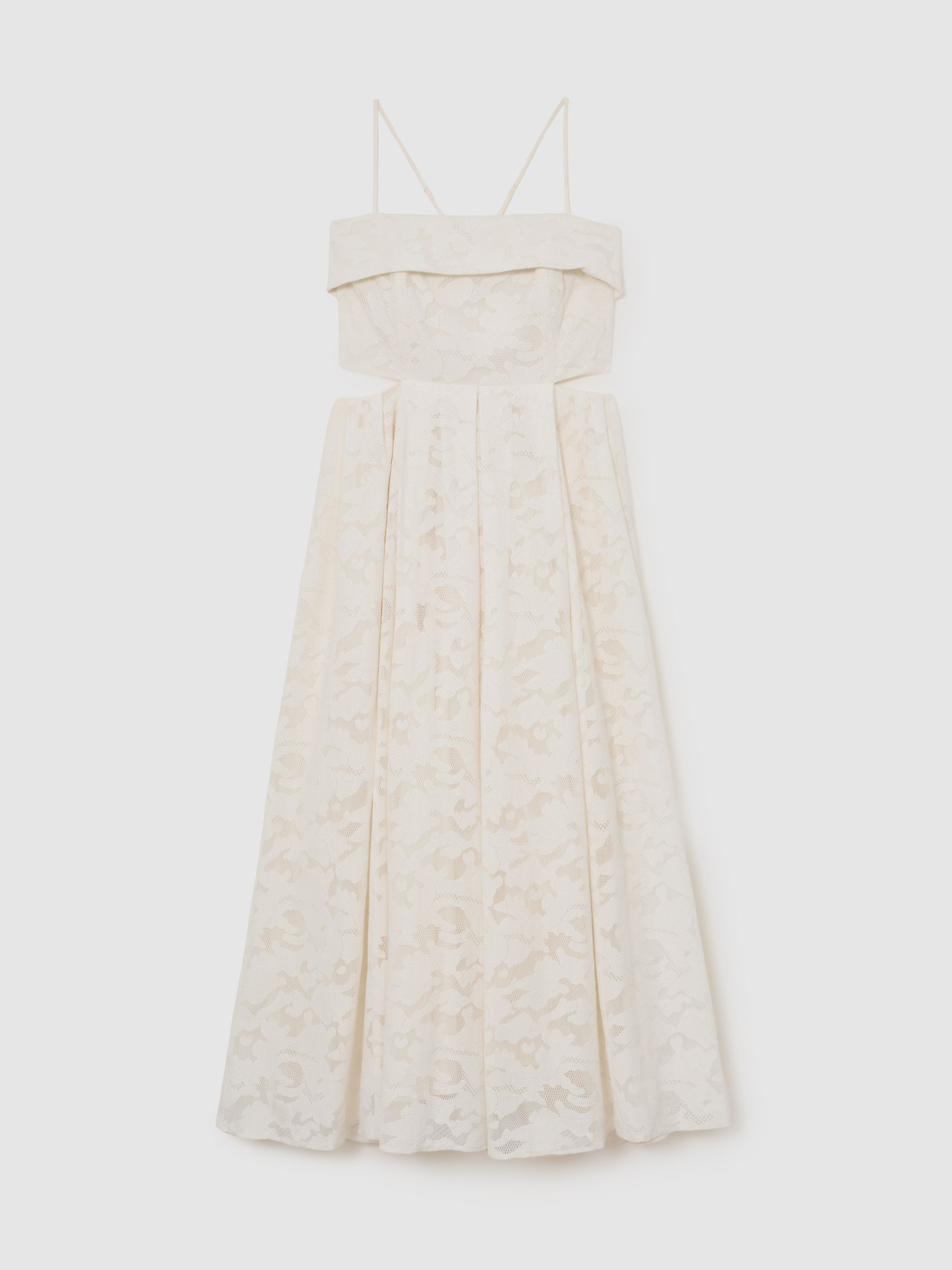 Reiss Cotton-Blend Lace Cut-Out Maxi Dress in Cream - REISS | Reiss UK