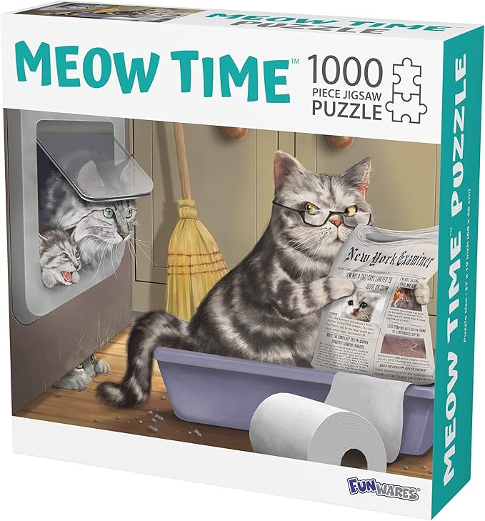 1000 Piece Jigsaw Puzzle - Crappy Cat Meow Time, Cat Pooping Puzzle | Amazon (US)