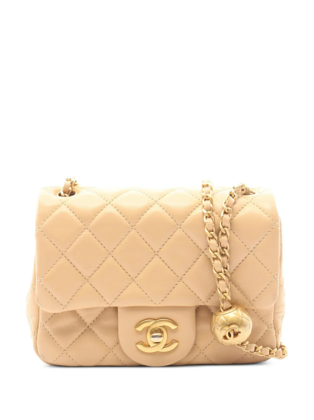 CHANEL Pre-Owned 2021 mini Pearl Crush Square - Neutrals | Farfetch Global