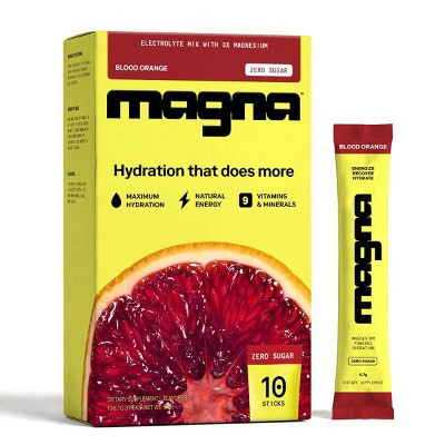Magna Hydration Electrolyte Mix Stick Pack Dietary Supplement Vegan Powder - Blood Orange - 10ct: Non-GMO, Sugar-Free, Gluten-Free, Magnesium 210mg | Target