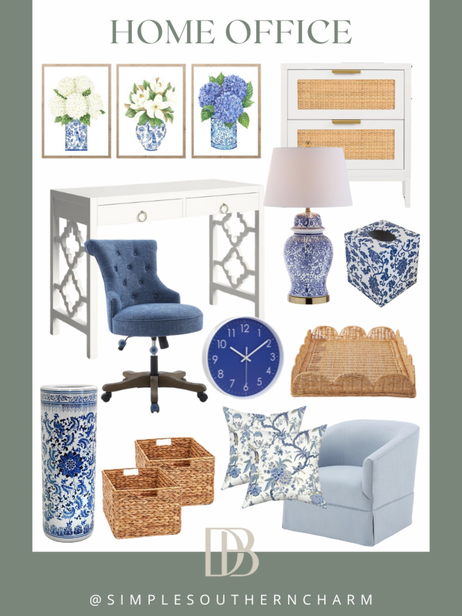 Transform your workspace with these chic blue and white home office finds!  #HomeOffice #BlueAndWhite #WorkspaceGoals #OfficeDecor #HomeOfficeFinds



#LTKhome