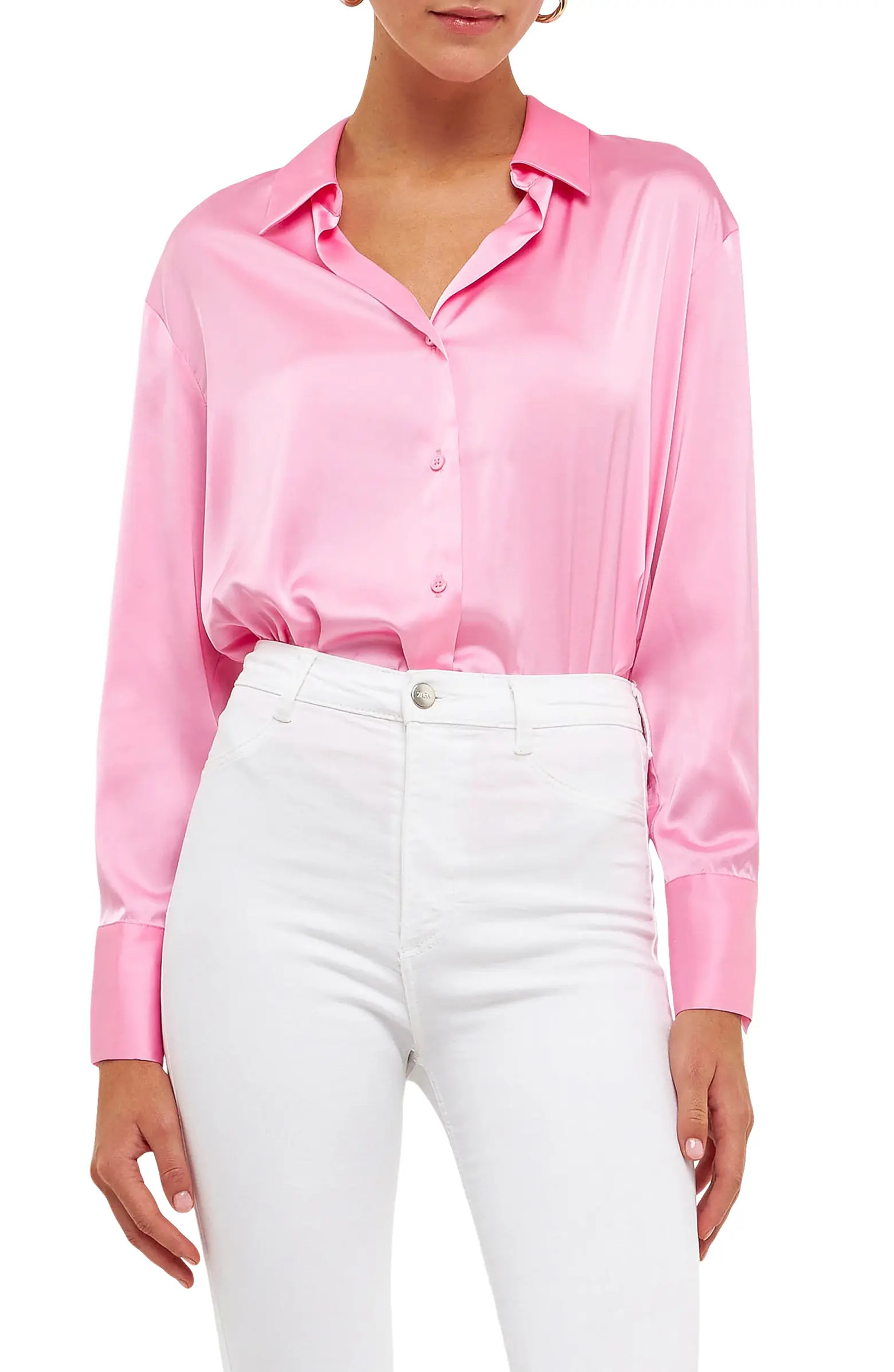Satin Button-Up Shirt | Nordstrom