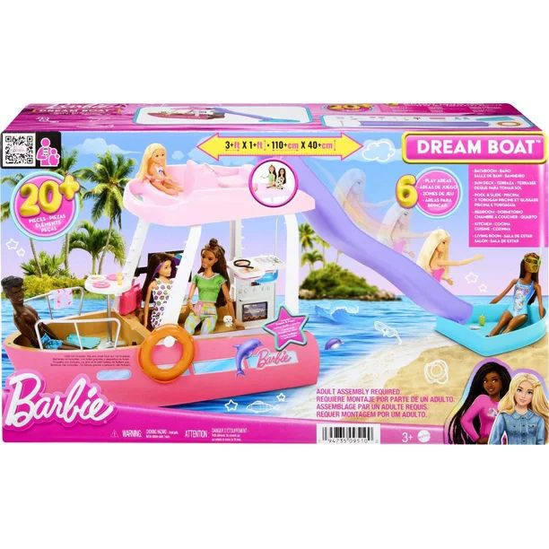 Barbie Dream Boat Playset with 20+ Accessories Including Dolphin, Pool and Slide - Walmart.com | Walmart (US)