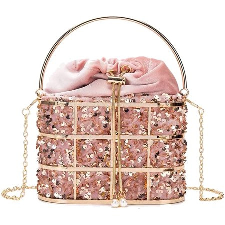 Asge Top-Handle Women Metal Bucket Evening Bags Glitter Clutch Purse Crossbody Clutch Purses Formal  | Walmart (US)