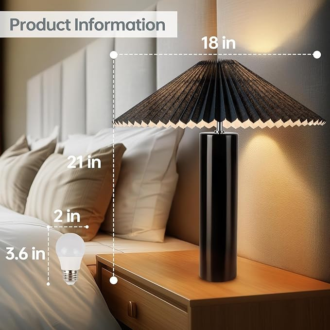 Elegant 45° Rotatable Ceramic Table Lamp (A15 Bulb Included), Pleated Flexible Light, Angle Cont... | Amazon (US)