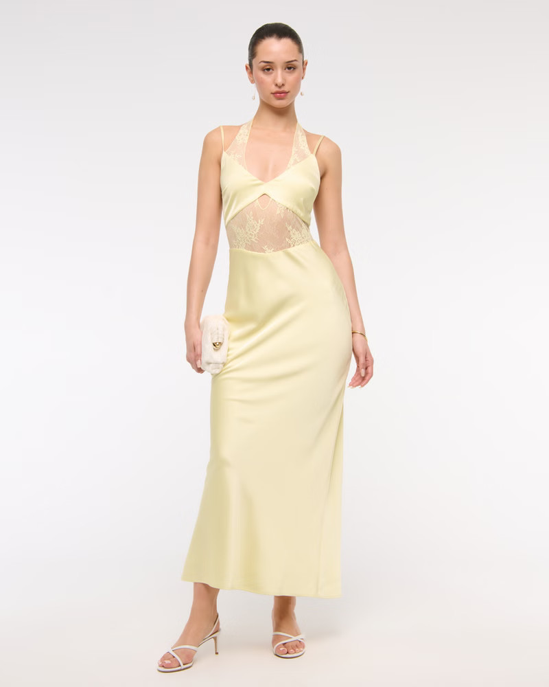 The A&F Julia Slip Lace Halter Maxi Dress | Abercrombie & Fitch (US)