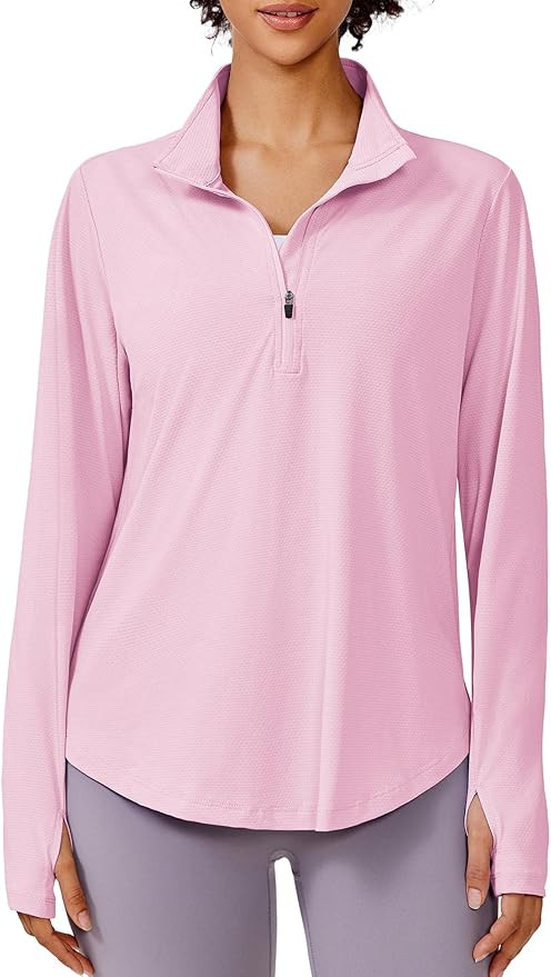PINSPARK Long Sleeve Workout Tops for Women UPF 50+ Sun Shirts Half Zip Quick Dry Hiking Athletic... | Amazon (US)