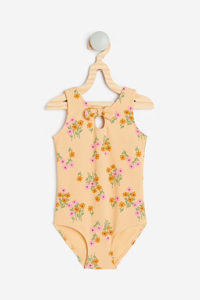 Bow-detail Swimsuit - Light yellow/floral - Kids | H&M US | H&M (US + CA)