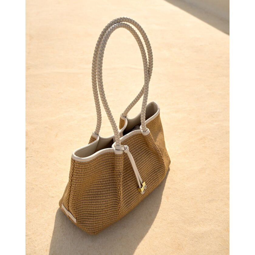 Nova Raffia Small Shoulder Tote in Oyster | Katie Loxton Ltd. (UK)