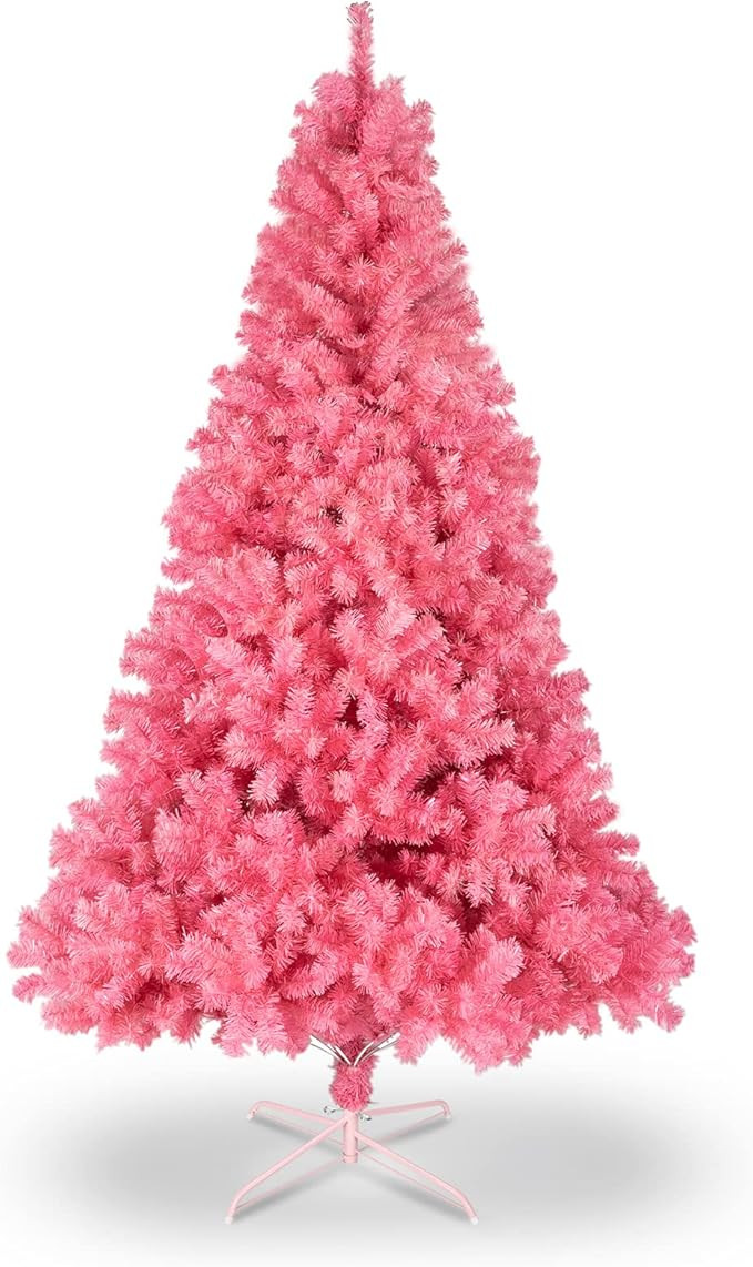 Bonnlo Upgraded Full 6ft Artificial Pink Christmas Tree Holiday Decoration w/ 1,600 Branch Tips, ... | Amazon (US)