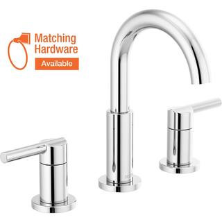 Delta Nicoli J-Spout 8 in. Widespread 2-Handle Bathroom Faucet in Chrome, Grey | The Home Depot