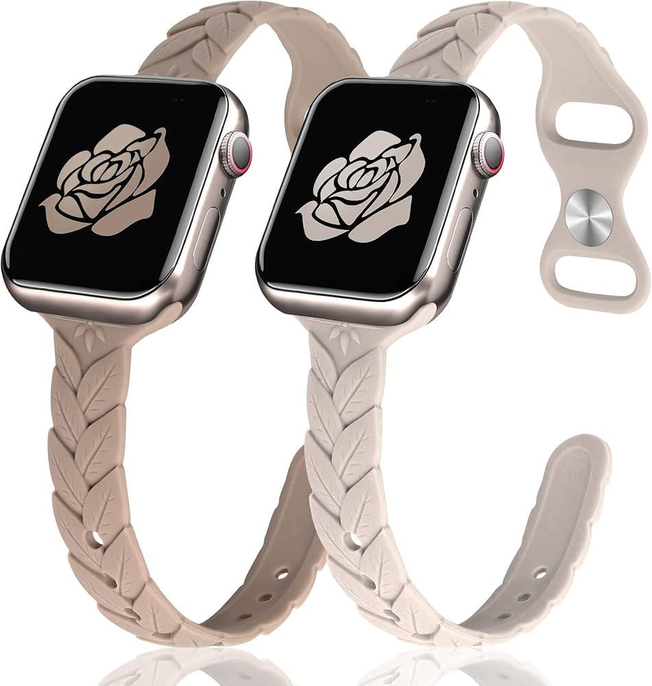 JR.DM 2 Pack Engraved Silicone-Bands Compatible with Apple Watch Band 38mm 40mm 41mm 42mm 44mm 45... | Amazon (US)