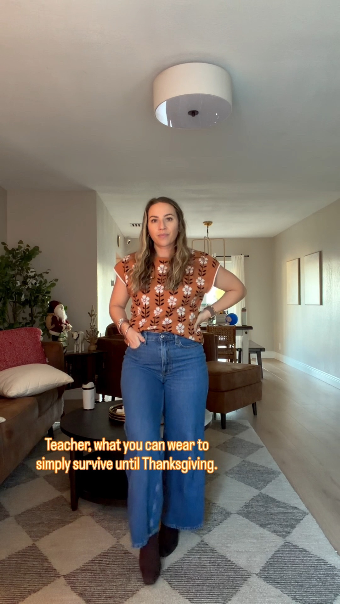 Thanking day feast outfit as a Pre K 3 teacher. Survival of the fittest outfit, if you will. 🦃
Happy last day of school before a 10 day break to all who celebrate. Me, I celebrate 

#LTKFindsUnder50 #LTKWorkwear #LTKSeasonal