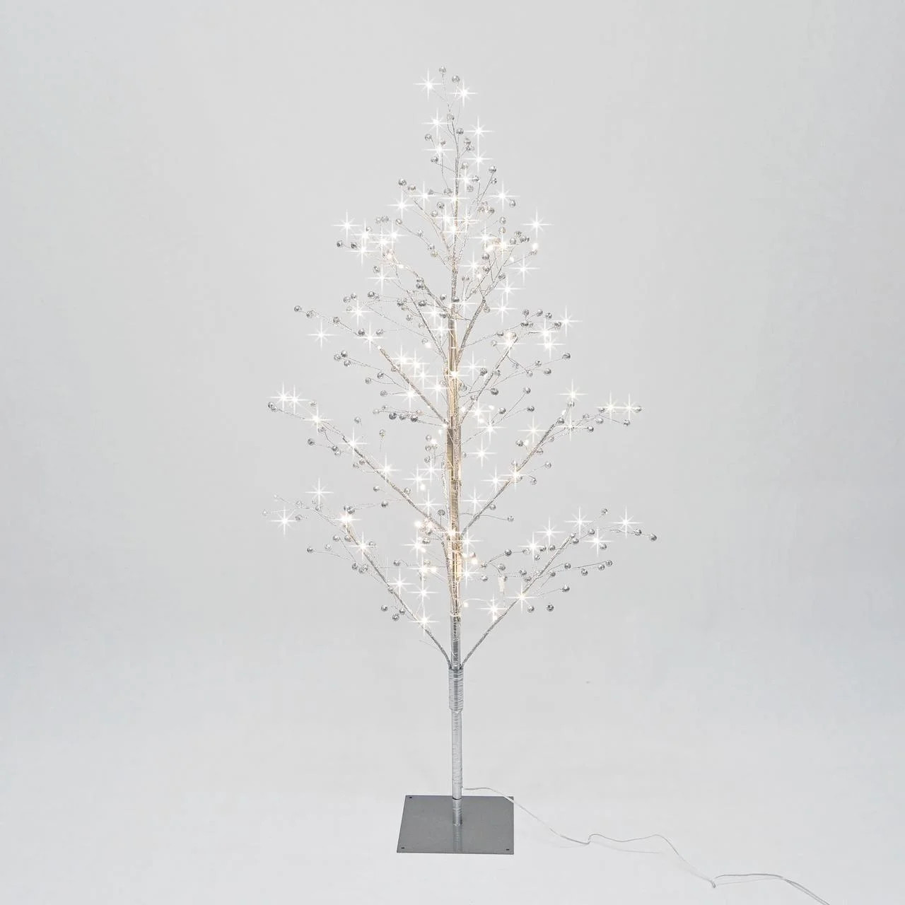 Pre-Lit 140 Warm White Twinkling LED Beaded Tree, Silver Glitters, 4 ft, by Holiday Time | Walmart (US)