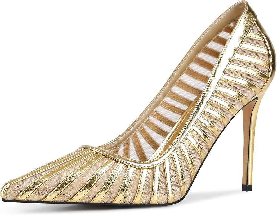 Women's Pumps Pointed Toe Heels Closed Toe Mesh Pumps High Stiletto Heels Dress Office Work Shoes... | Amazon (US)