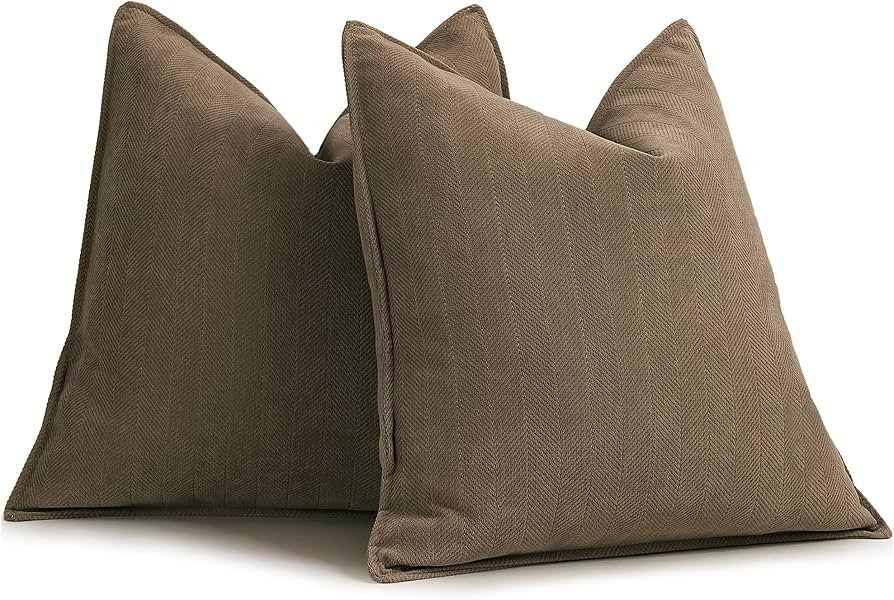 ZWJD Brown Pillow Covers 26x26 Set of 2 Chenille Throw Pillow Covers with Elegant Design Soft and... | Amazon (US)