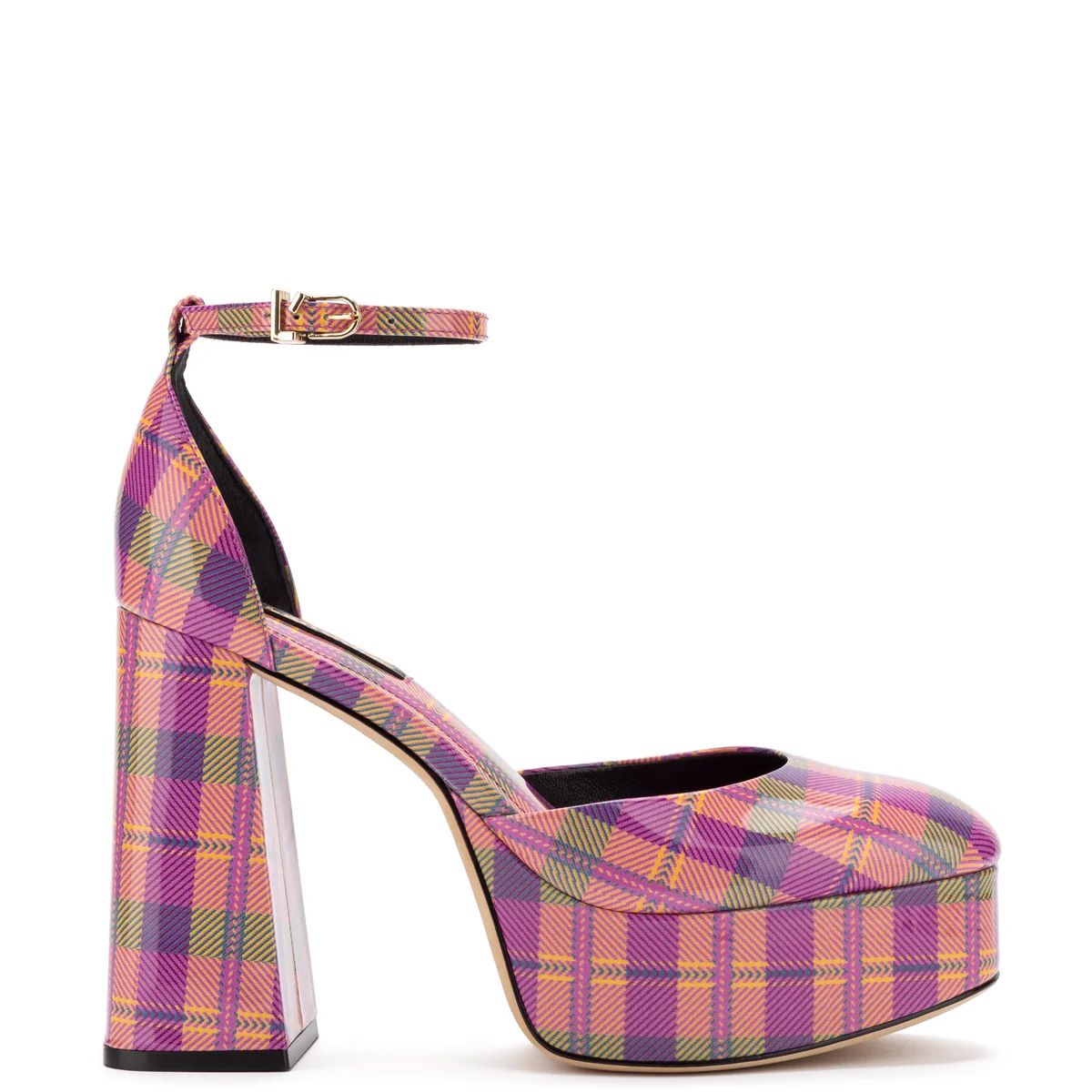 Ari Pump In Pink Tartan Patent Leather | Over The Moon