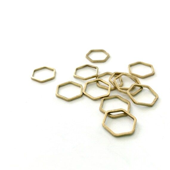 Baker's Dozen SMALL GOLD HEXIS - Set of 12 Closed Ring Knitting Stitch Markers - 10 mm rings (fit... | Etsy (US)