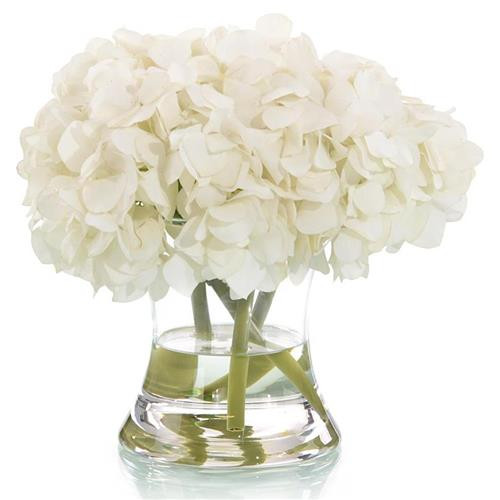 John-Richard Real Touch Hydrangeas French Concave Vase Faux Floral Arrangement | Kathy Kuo Home