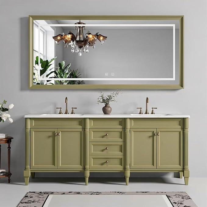 Amazon.com: High QLO 60IN Double Sink Bathroom Vanity - Classic Bathroom Vanity with Fluted Colum... | Amazon (US)