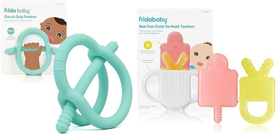 Frida Baby Teether Bundle | Get-A-Grip Teether + Not-Too-Cold-to-Hold | BPA-Free Teether | Amazon (US)