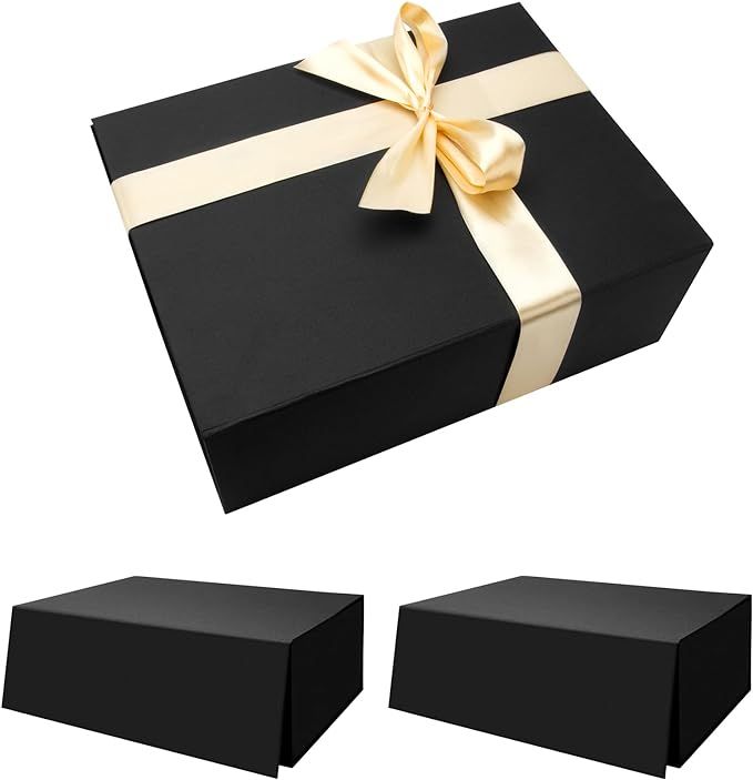 CHECHNYA Black Gift Box 3 Pack 13x10x4.7 inch Oversized Gift Box Reusable gift box set Includes g... | Amazon (US)