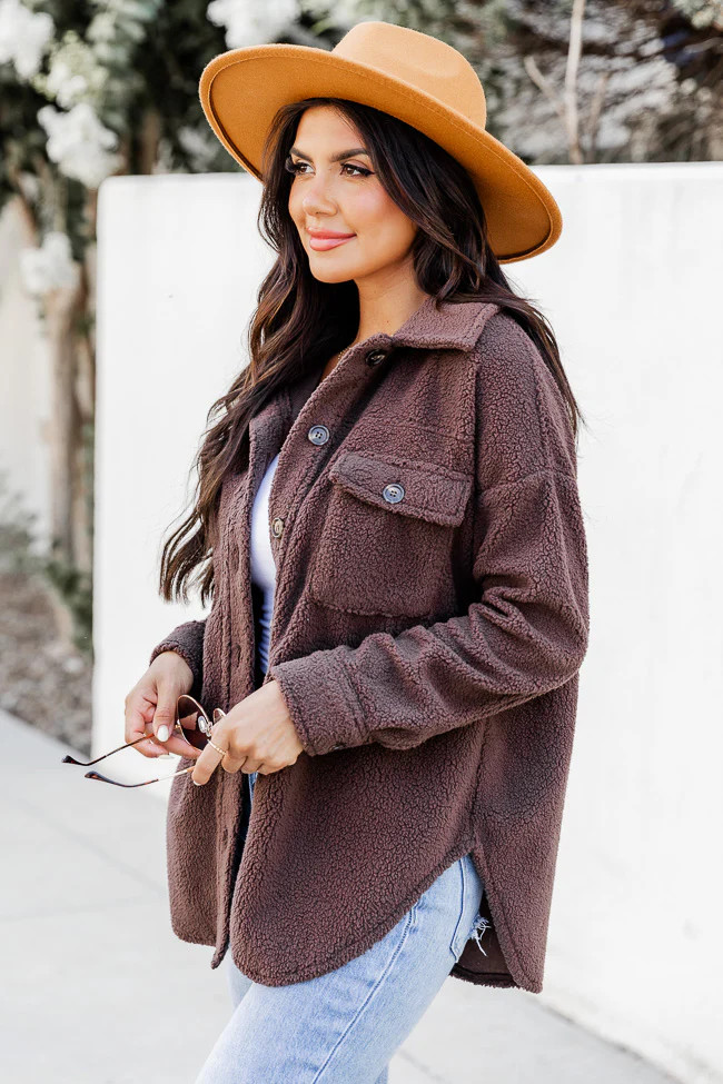 Wonderful Soul Chocolate Sherpa Shacket | Pink Lily
