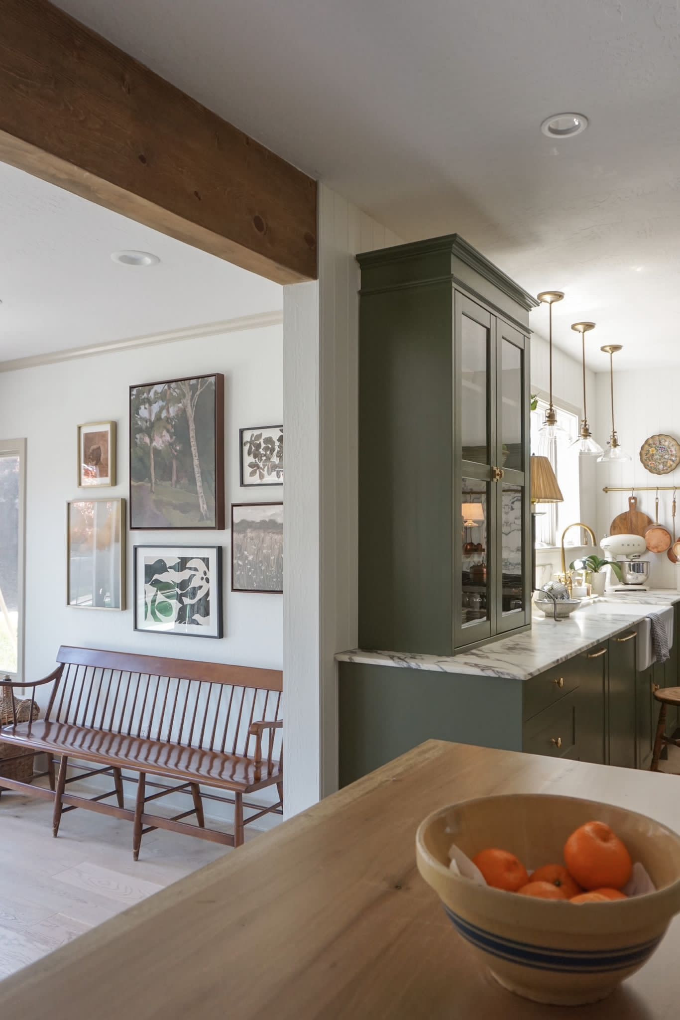 Kitchen decor. Gallery wall. Bench. Kitchen cabinet. Pendant light. Home decor  

#LTKhome #LTKstyletip