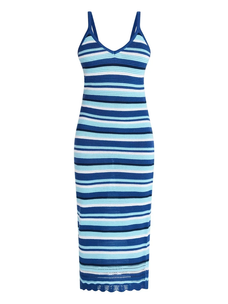 No Boundaries Cotton Crochet Cami Midi Dress, Women's XXS-XXL | Walmart (US)