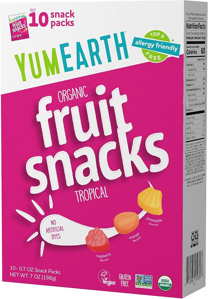 YumEarth Organic Tropical Fruit Snacks, 0.7 Ounce (Pack of 10) | Amazon (US)