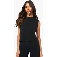 Womens Crinkle Textured Sleeveless Top - Black - 10 | boohoo (US & Canada)