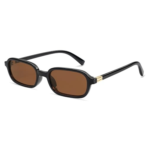 Appassal Retro Rectangular Sunglasses for Women Vintage Fashion Trendy Funny Small 90s Square Sunnies 2025 AP3698 Black/Brown | Amazon (US)