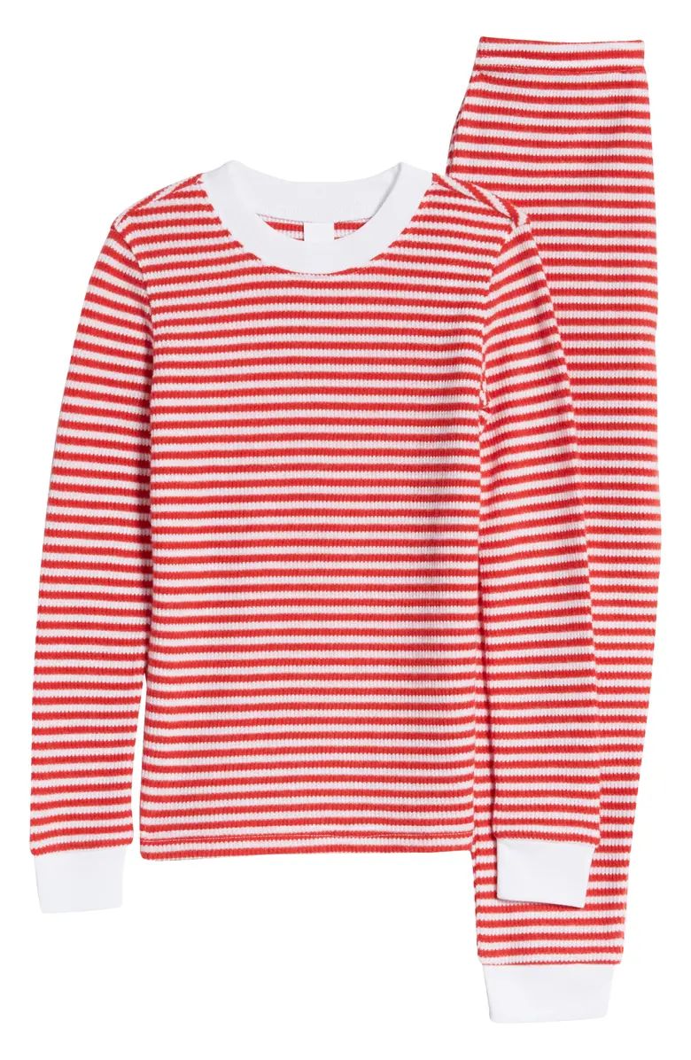 Kids' Fam Jam Stripe Fitted Two-Piece Thermal Pajamas | Nordstrom