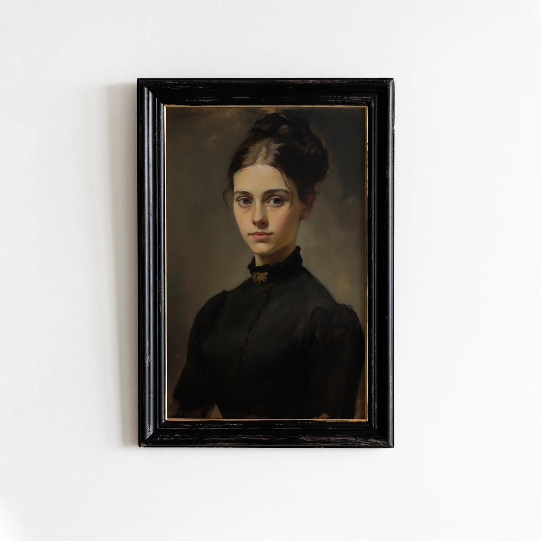 VINTAGE Woman Painting Dark Moody Portrait Impressionism Wall Art Painting Vintage Oil Painting O... | Etsy (US)