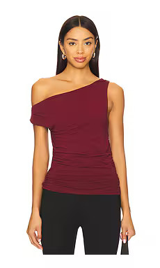 Bobi Twist Off The Shoulder Top in Dark Port from Revolve.com | Revolve Clothing (Global)