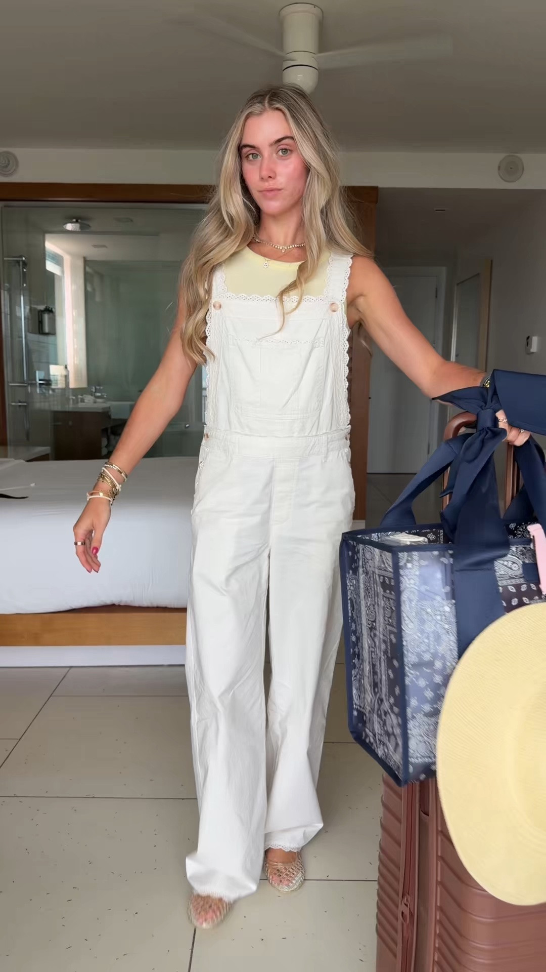 Travel outfit! Ready for the Bahamas my overalls are size xs @abercrombie    with my @nuuds    slinky ribbed tank top. My hat is @gigipip and of course I used my @BÉIS brown suitcases.

#LTKTravel #LTKootd #LTKdayinmylife