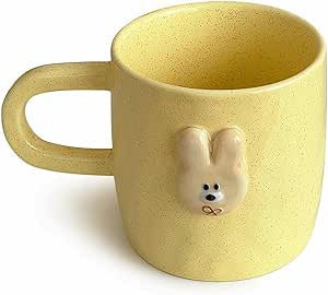 LARYVIN Cute Rabbit Coffee Mug, Yellow Bunny Cookie Style. Safety Ceramic 14oz Cartoon Cappuccino... | Amazon (US)
