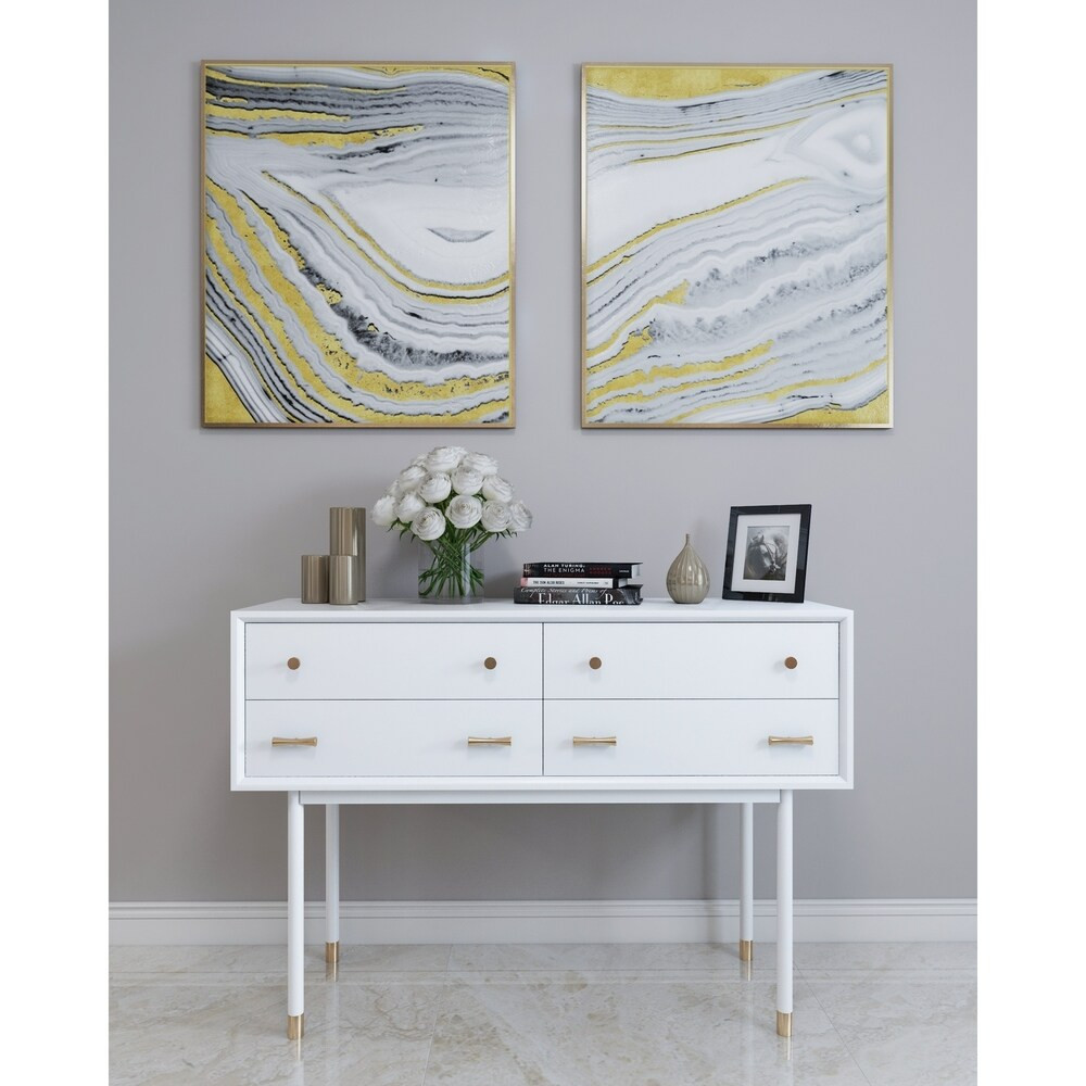 Strick & Bolton Knisley White/ Gold Rubberwood Console | Bed Bath & Beyond