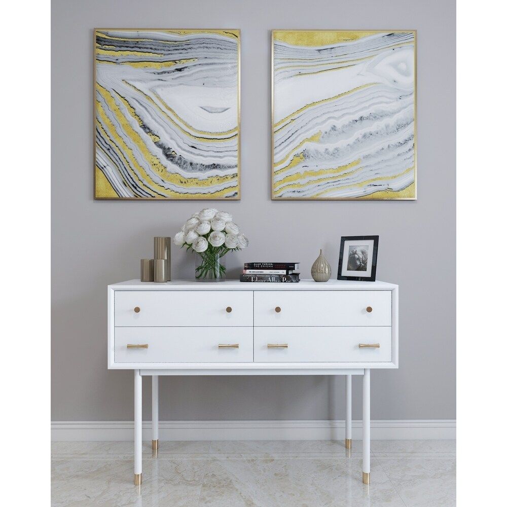 Strick & Bolton Knisley White/ Gold Rubberwood Console | Bed Bath & Beyond