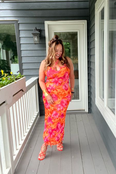 Bursts of Citrus 🍊… This happy body con Sundress has adjustable straps and plenty of stretch. Perfect for my girls trip. 

My tie up sandals were purchased in February for a cool 99cents. It was quite the bargain.?

#LTKParties #LTKStyleTip #LTKShoeCrush