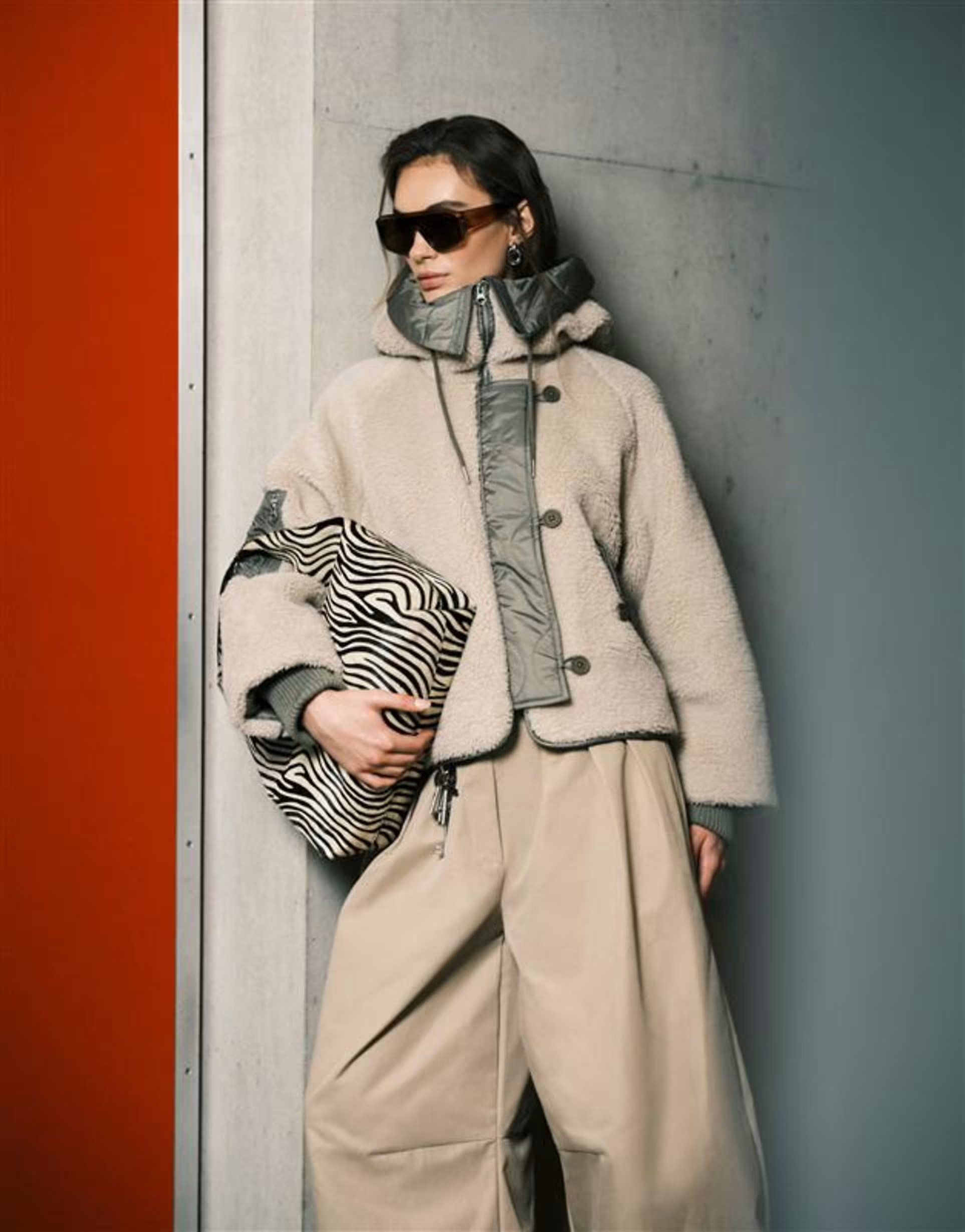 ASOS DESIGN borg snorkel hooded parka in khaki | ASOS | ASOS (Global)