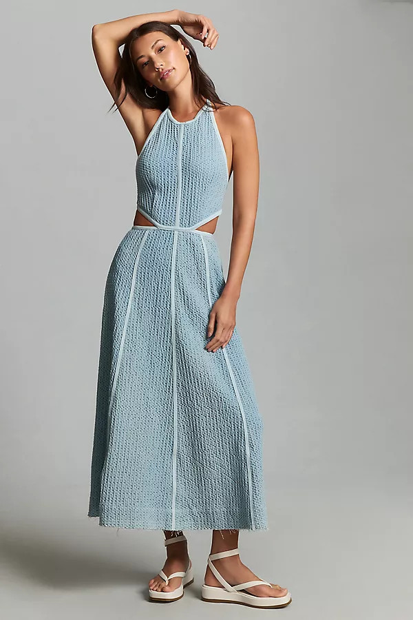 Sabina Musayev Denim Cutout Halter Dress By Sabina Musayev in Blue Size L | Anthropologie (US)