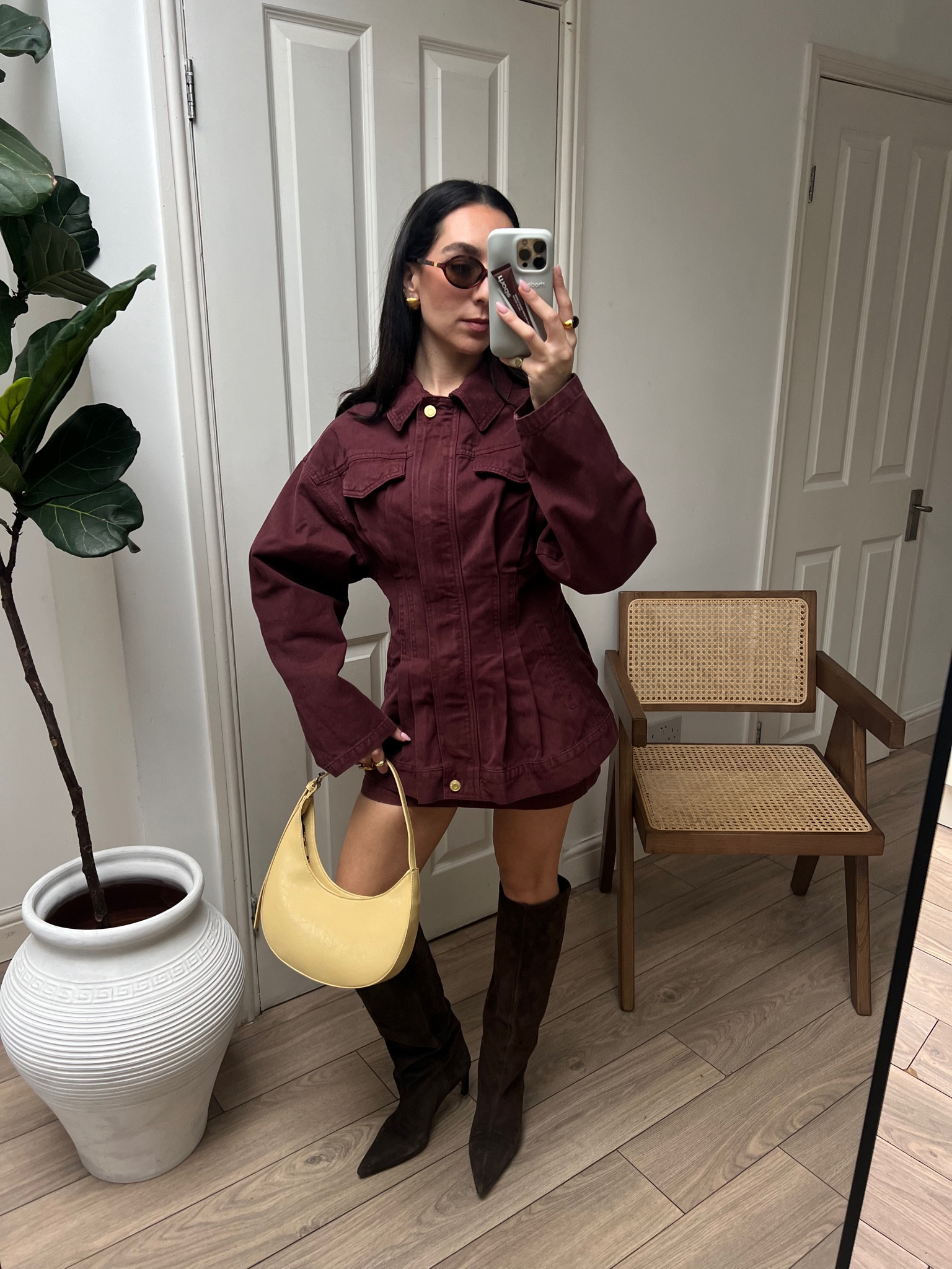 Burgundy, asos, brown leather boots, knee high boots, yellow bag, co-ord

#LTKeurope #LTKuk #LTKstyletip