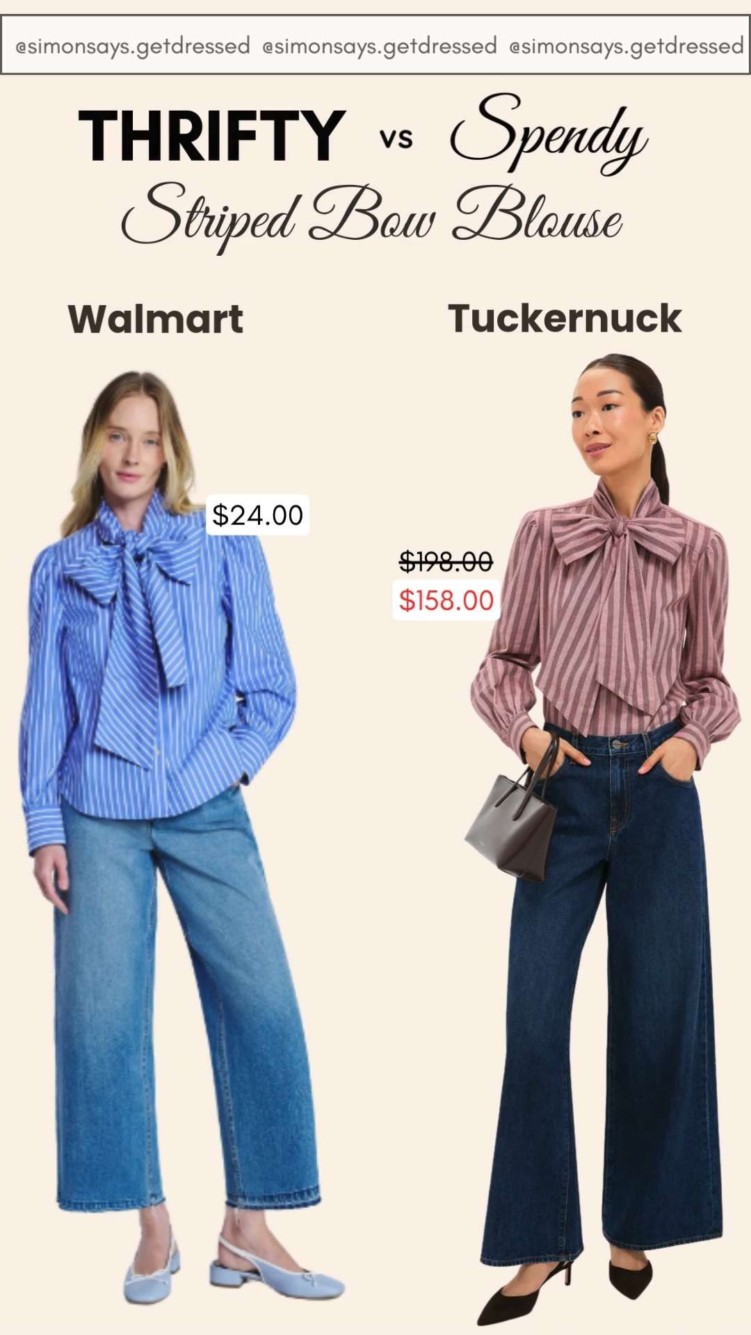 Thrifty vs Spendy 🤑 Striped Bow Blouse edition 🎀 Serving the same chic energy… just with two totally different price tags 💸 Thrifty = cute + budget-approved 💎 Spendy = luxe vibes + closet upgrade Which one are you choosing — left or right? 👀👇

#LTKSaleAlert#LTKWorkwear 

 