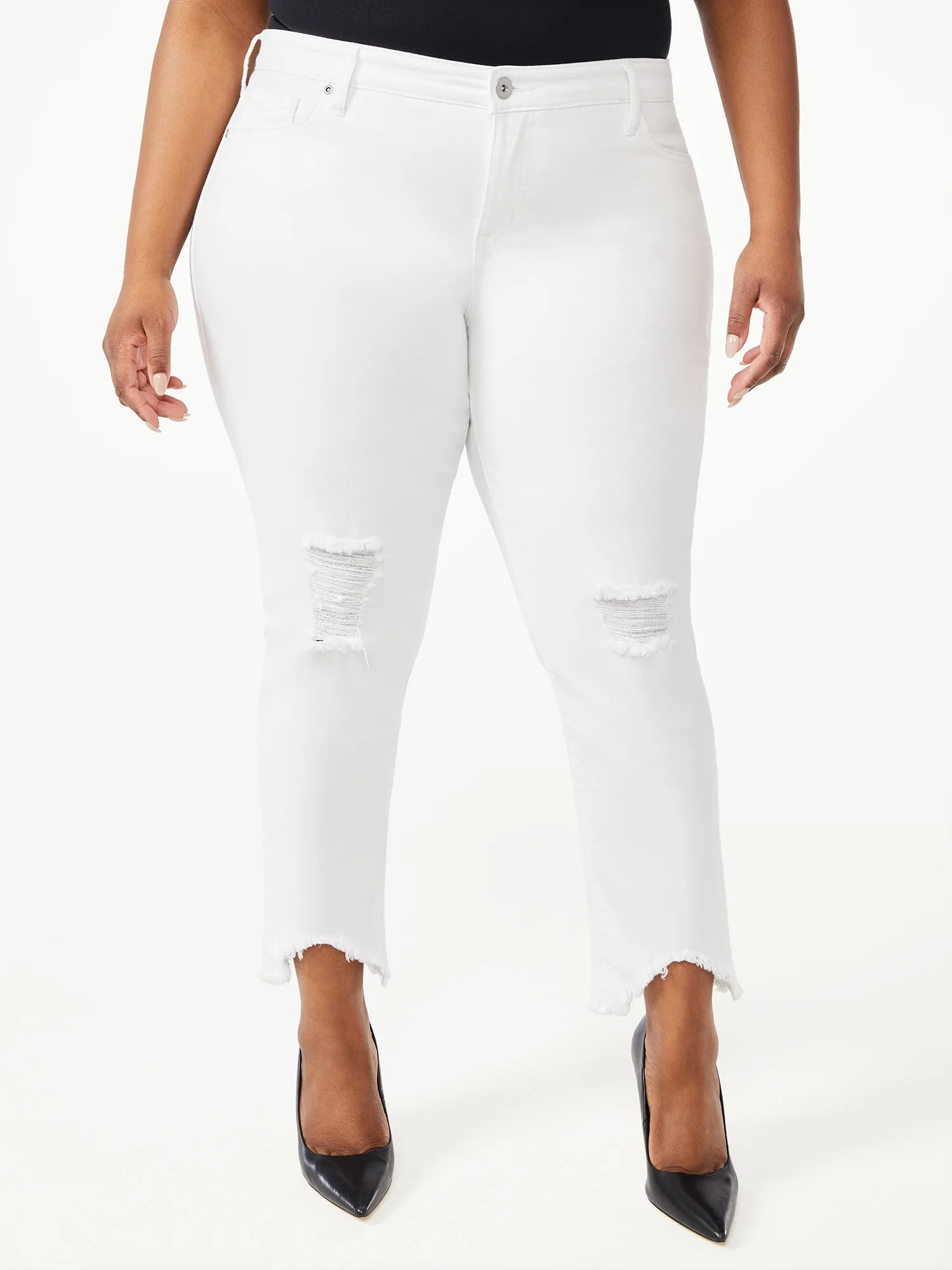 Sofia Jeans by Sofia Vergara Women's Plus Size Bagi Boyfriend Sharkbite Hem Jeans | Walmart (US)