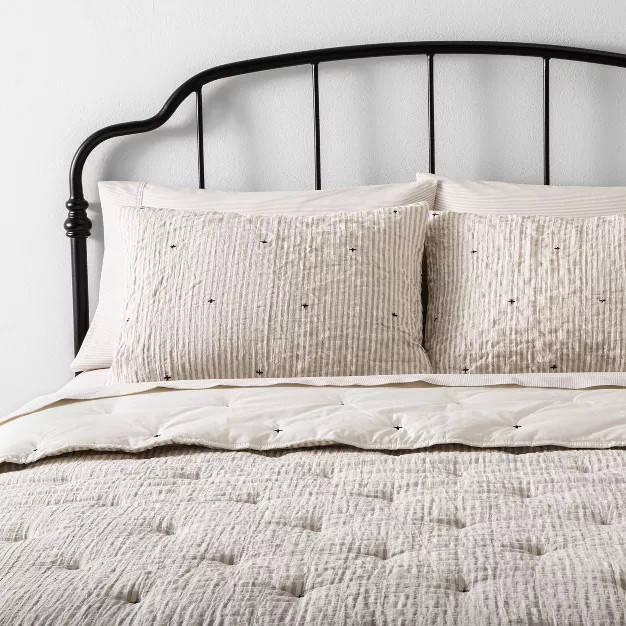 Stripe and Stitch Embroidery Comforter & Sham Set - Hearth & Hand™ with Magnolia | Target