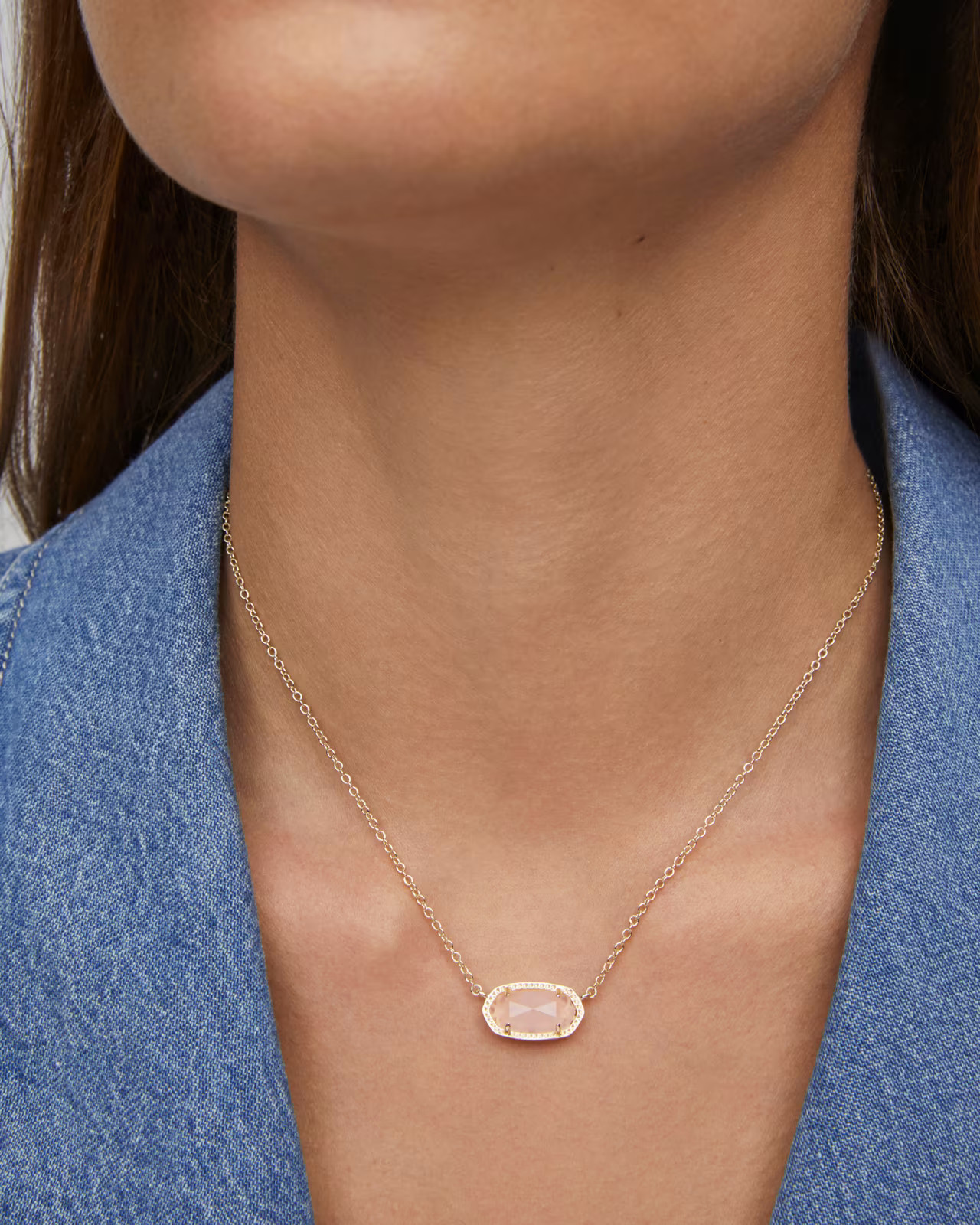 Elisa Gold Pendant Necklace in Rose Quartz | Kendra Scott