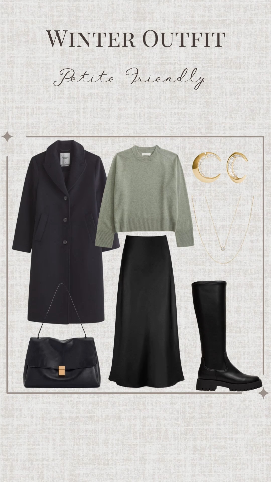 Winter petite outfit  

Winter outfit, winter trends, casual winter outfit, petite winter outfit, winter fashion, winter style, petite style, petite winter style, casual petite outfit, minimal outfit, minimal winter outfit, long coat, black coat, petite coat, green sweater, green cashmere sweater, high waisted skirt , petite skirt , satin skirt, boots, black boots, leather boots, shoulder bag, leather bag, black bag, black purse, gold earrings, gold hoop earrings, gold necklace, minimal jewelry  #casualoutfit #petiteoutifts #winteroutfits #winteroutfits2025 #wintertrends 


#LTKPetite #LTKSaleAlert #LTKSeasonal